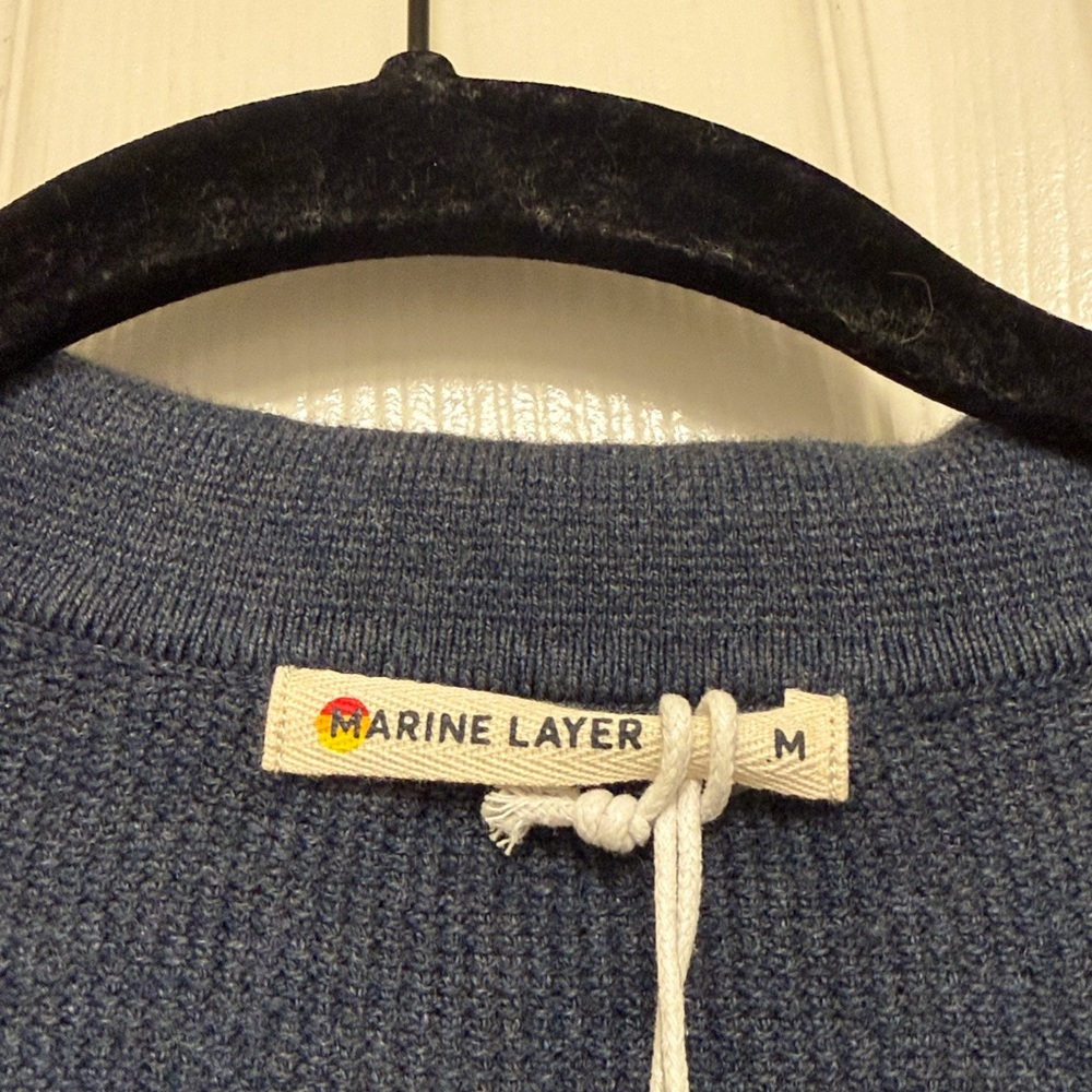 NWT Marine Layer Liam Sweater Polo in Dark Indigo - Picture 8 of 11